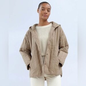 Micaela Greg Straight Quilted Jacket Women’s Small Tan Button Front Cotton Cozy